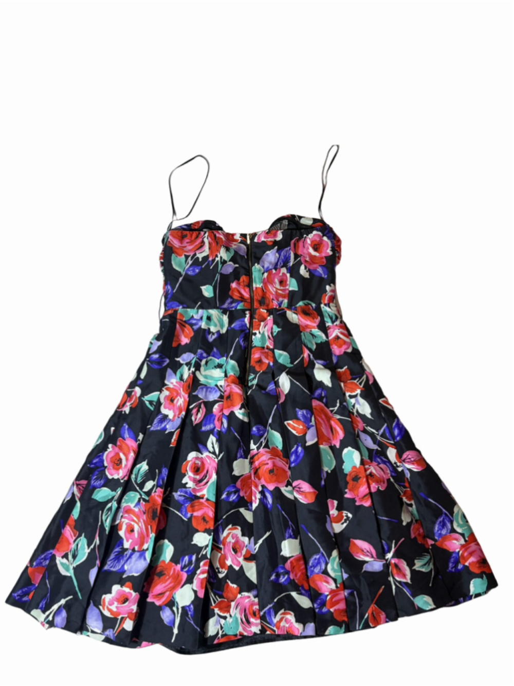 Express Womens 2 Y2K Silk Floral Bustier Fit Flare Party Dress Black